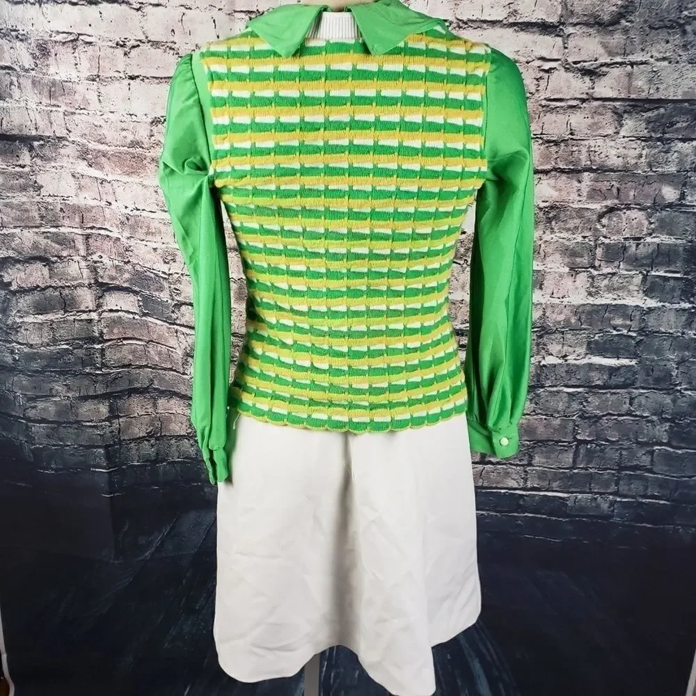 Vintage Long Sleeve Tennis Dress with Sweater Vest - Picture 3 of 8